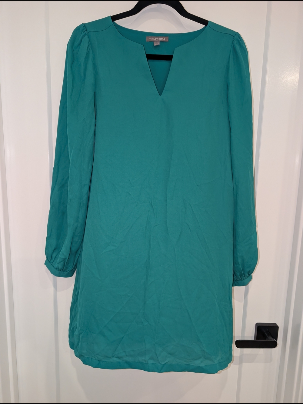 Halogen Teal Long-Sleeve Shift Dress, Small